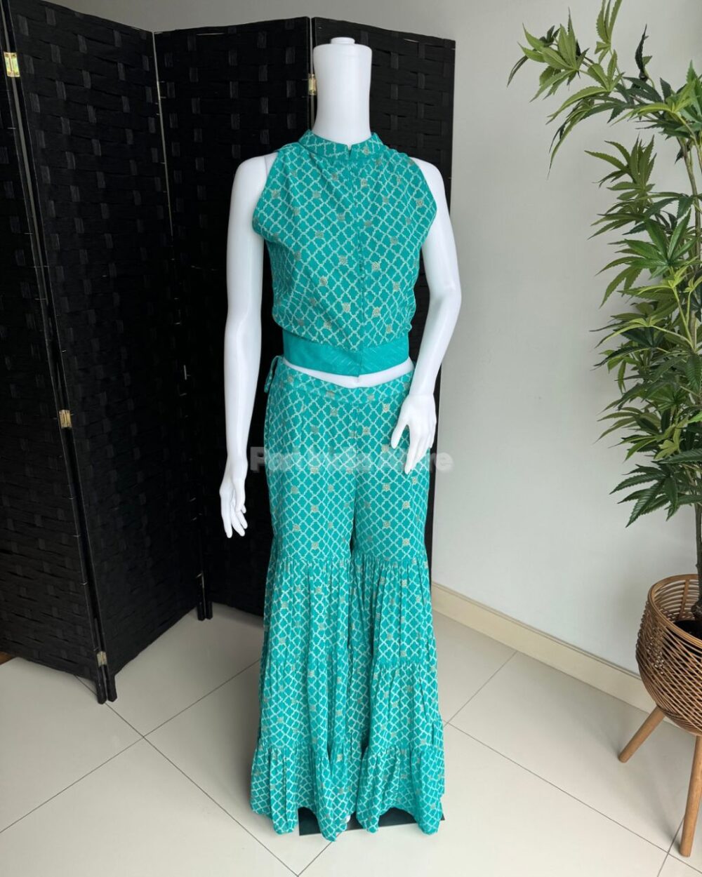 Crop top with sharara pants