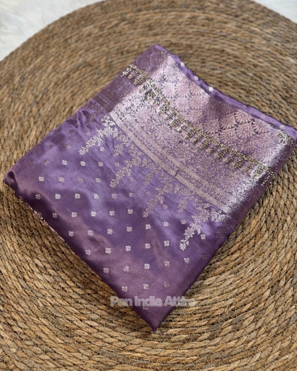Purple Pure Satin Silk Saree