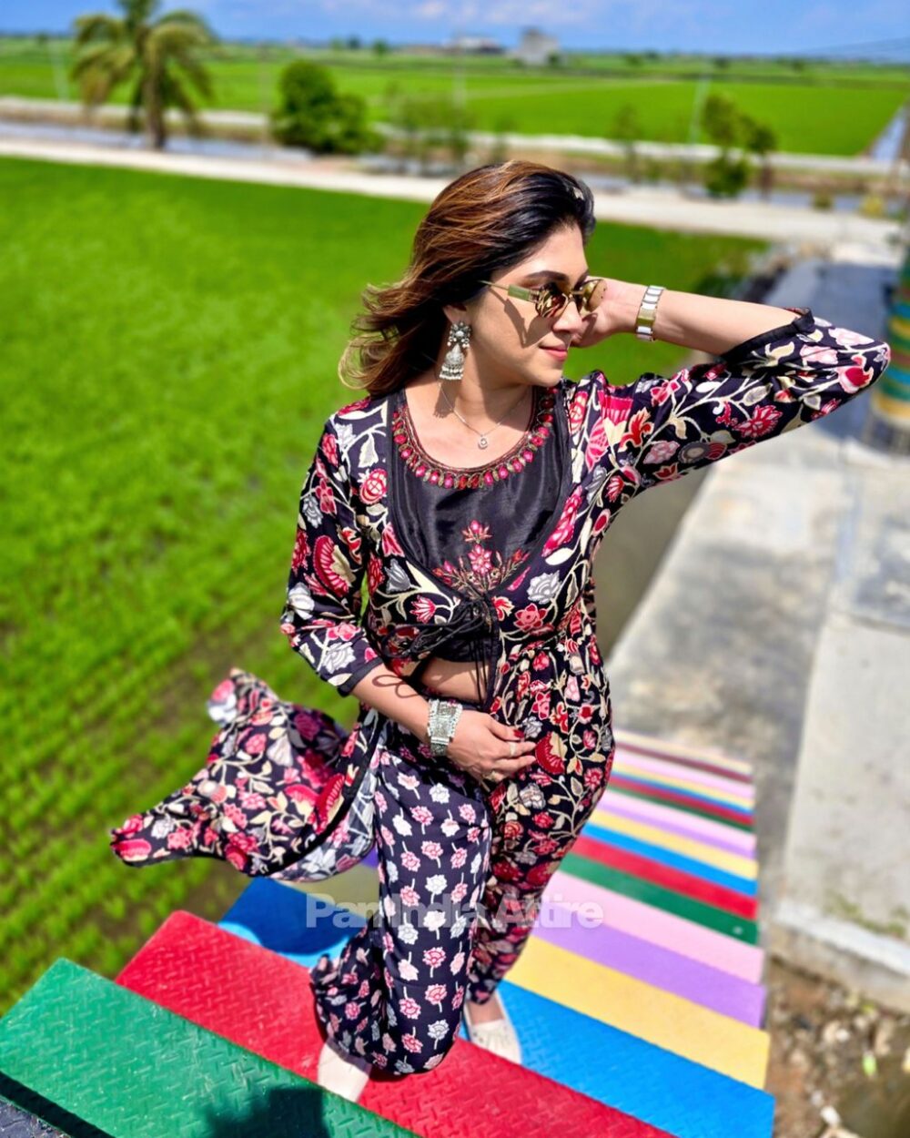 Black indowestern shrug set