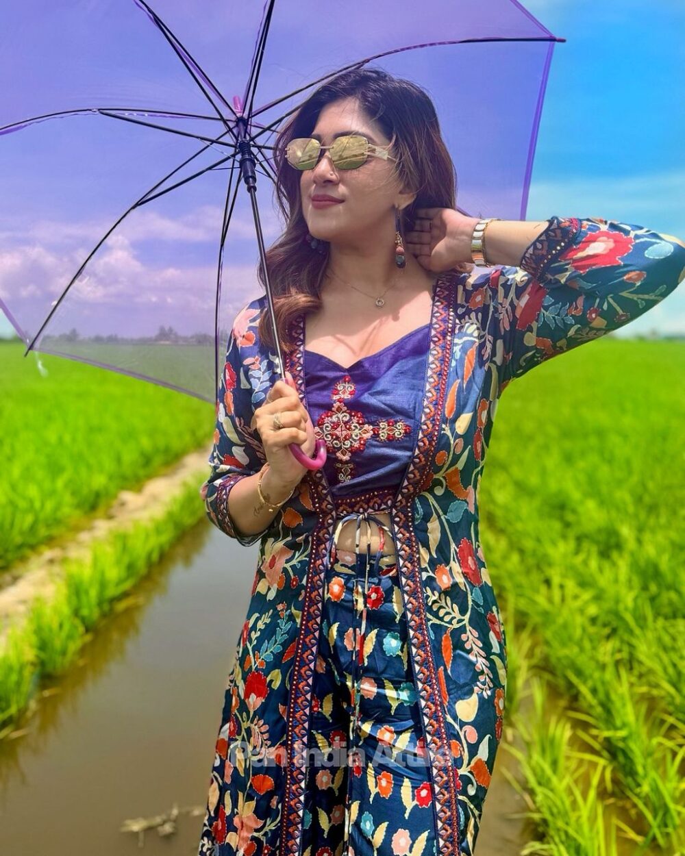 Blue indowestern shrug set