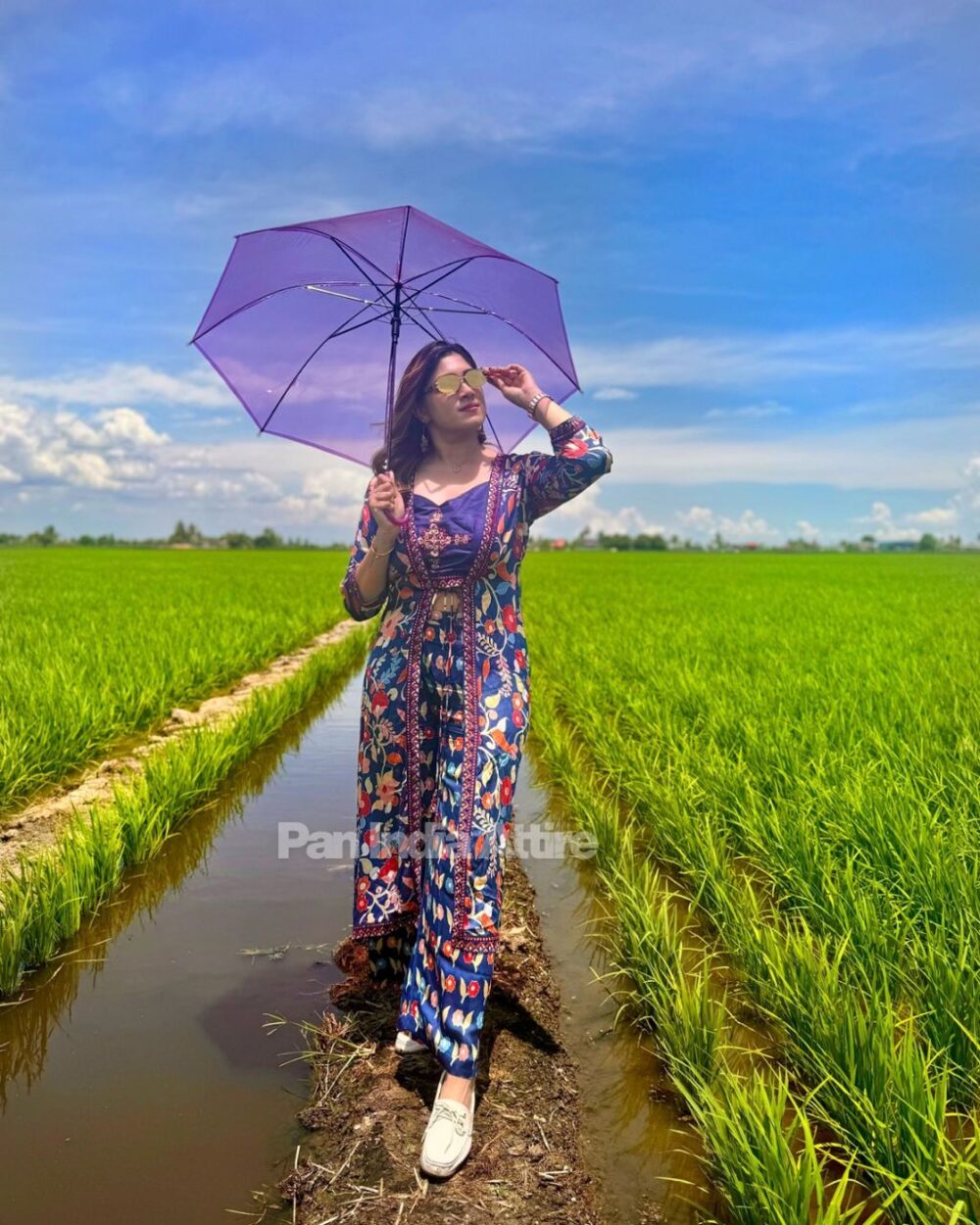 Blue indowestern shrug set - Image 2