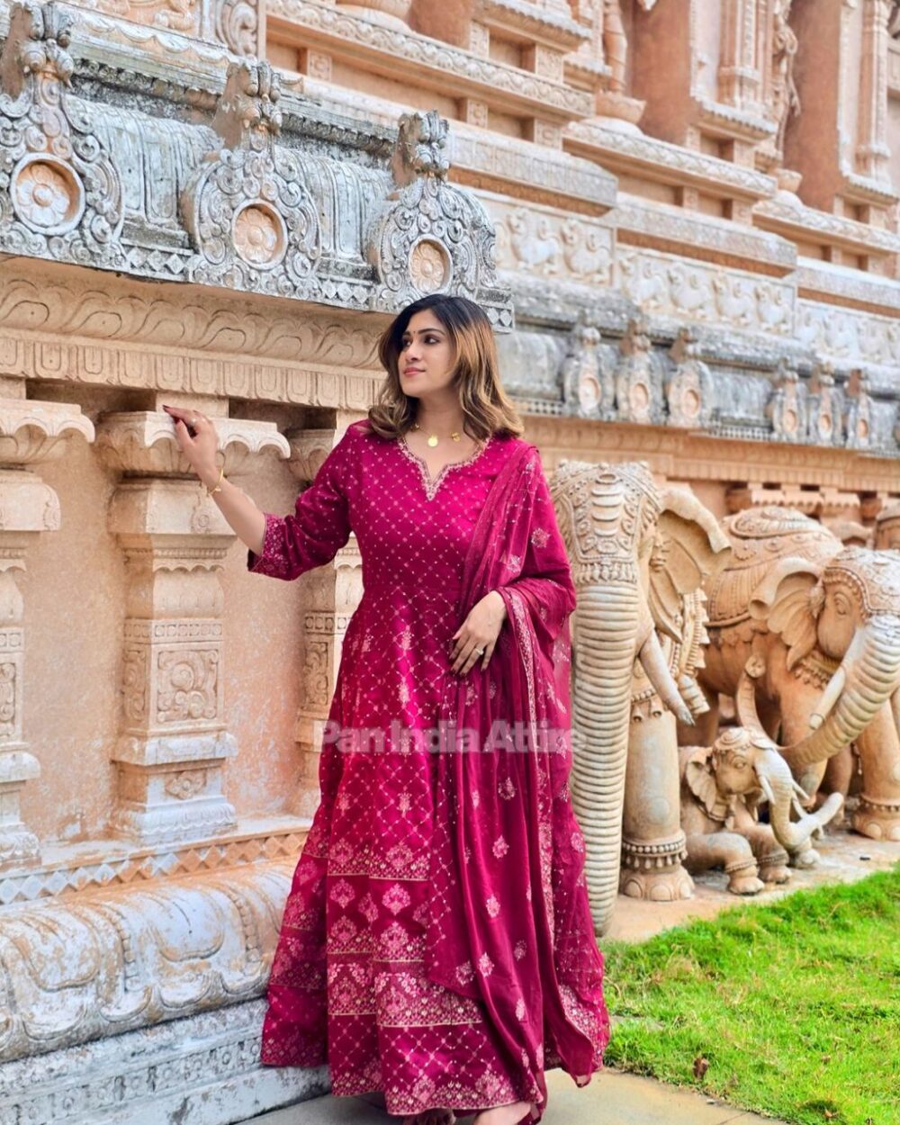 Bandhani- print anarkali full suit set